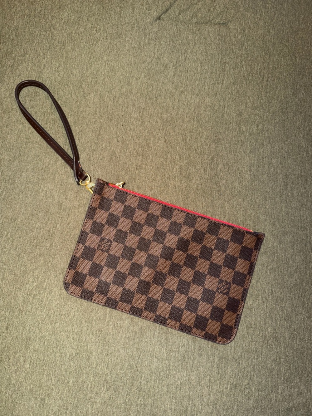 LV inspo checkered design wristlet